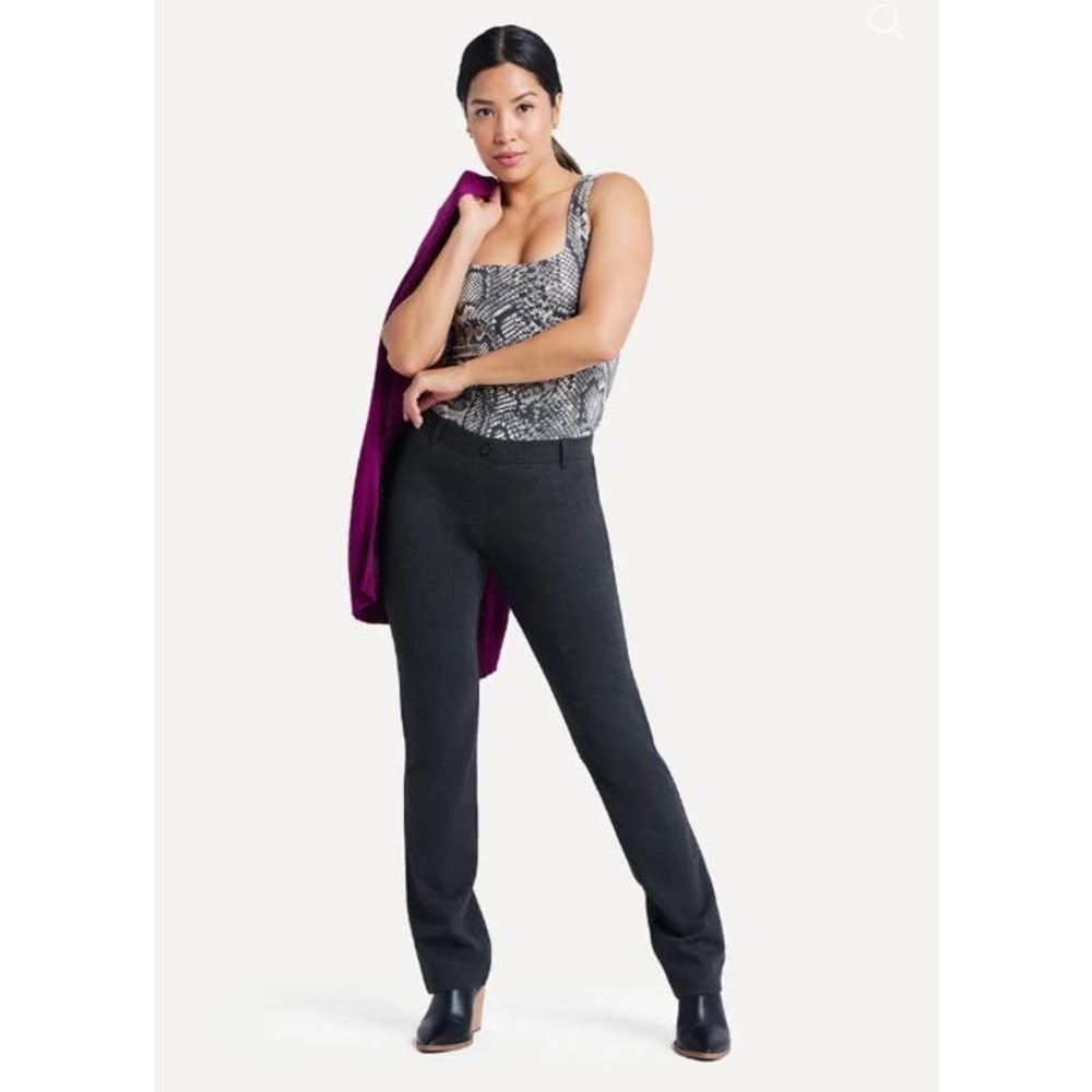Betabrand Charcoal Straight Leg Classic Dress Pant Yoga Pant Women's Medium